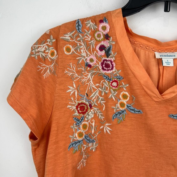 Sundance Orange Embroidered Blouse - Picture 2 of 7